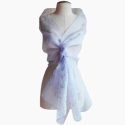 Silk Embroidery Lavender Scarf