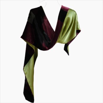 #3770_ Floral Burn-Out Velvet With Pure Silk Lining Scarf - Image 2